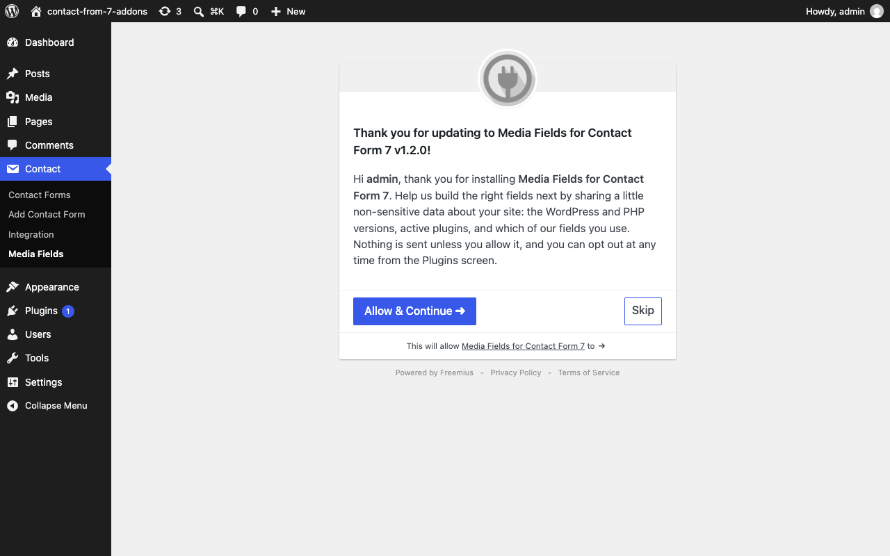 The opt-in screen shown once after activation