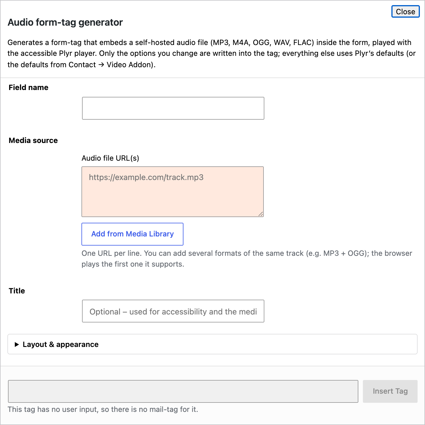 The audio tag generator