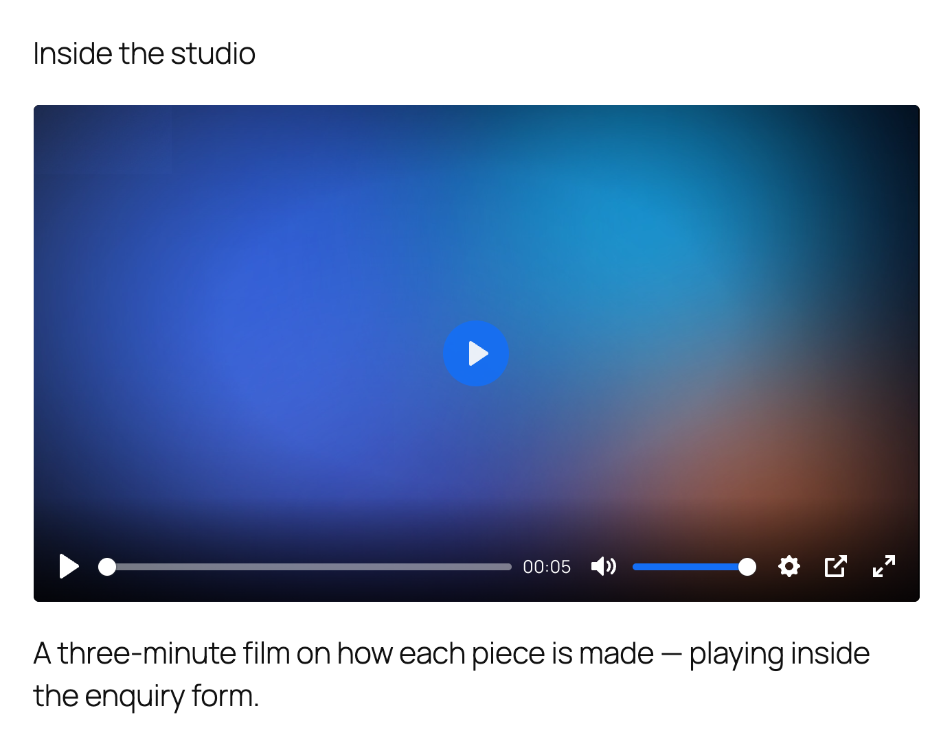 A video field on the front end