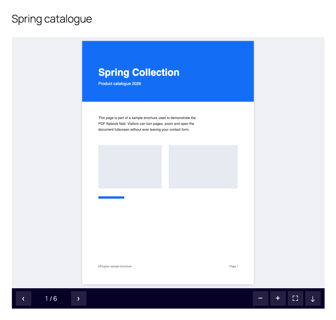 A catalogue as a flipbook inside a form