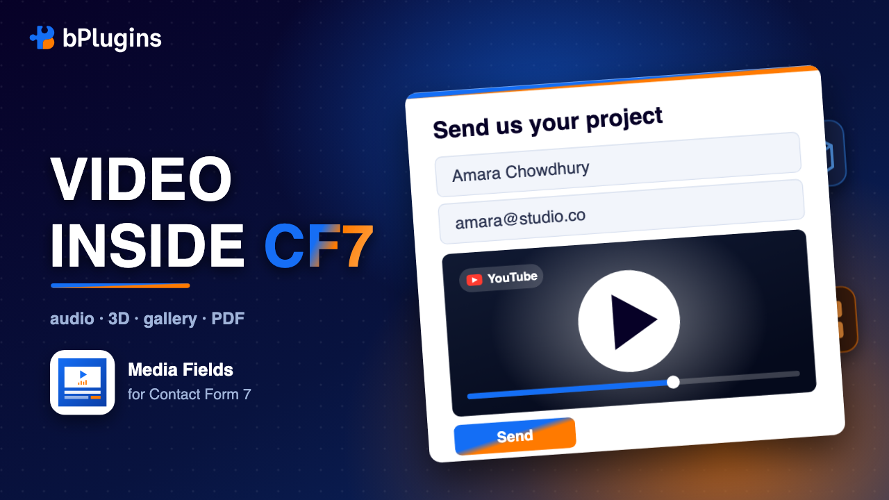 A Contact Form 7 form with a video player inside it
